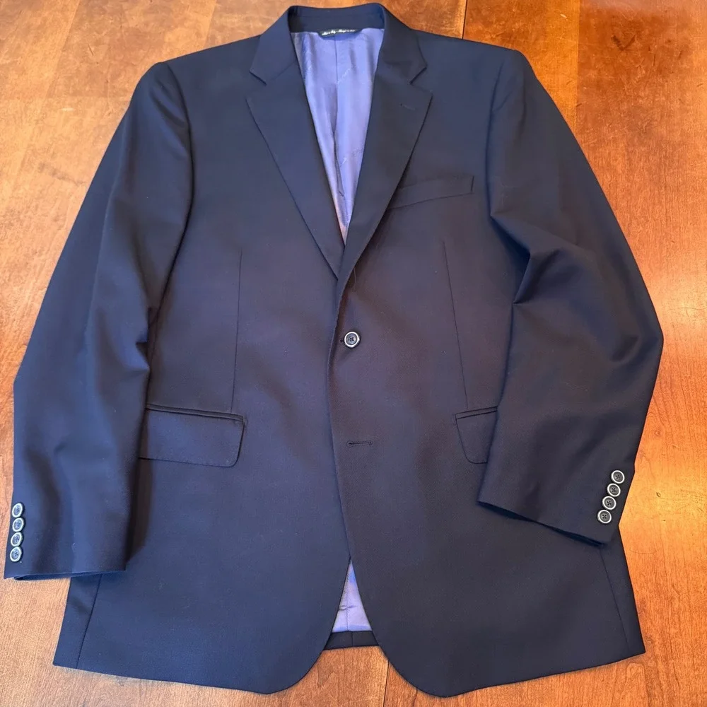 Saks Fifth Avenue Blazer Men Navy Blue Ermenegildo Zegna Cloth Made in Italy 42T